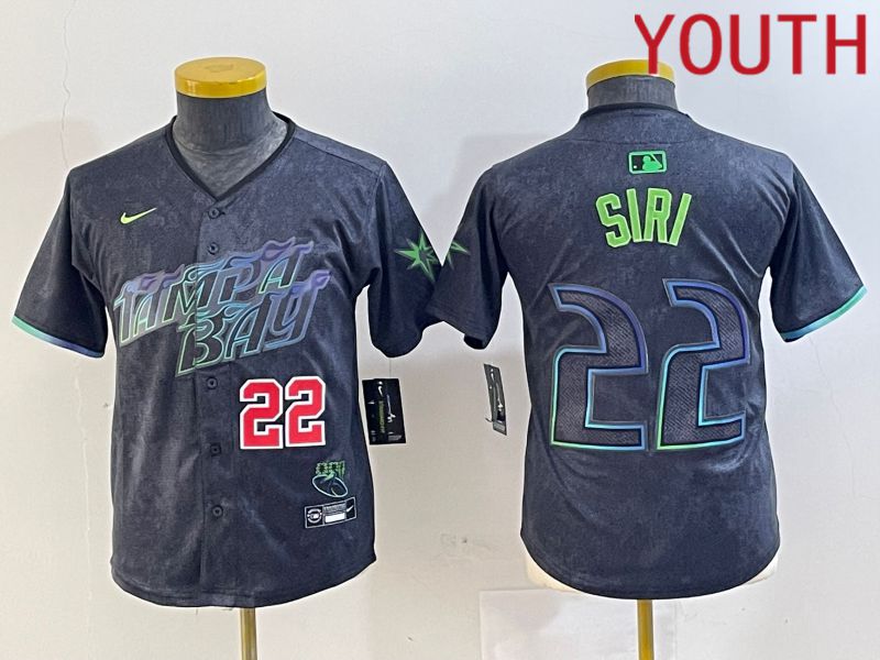 Youth Tampa Bay Rays #22 Siri Black City Edition Nike 2024 MLB Jersey style 2->youth mlb jersey->Youth Jersey